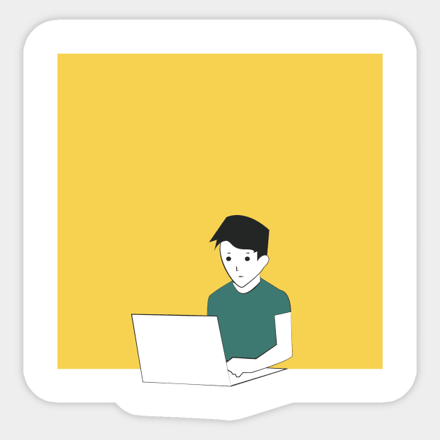 Guy and laptop Sticker by echosantos